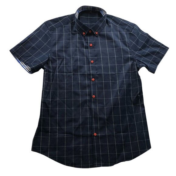 Mens Shirt Size 2XL Widowpane Short Sleeve Button Down Casual Navy Blue Travel - Picture 1 of 8